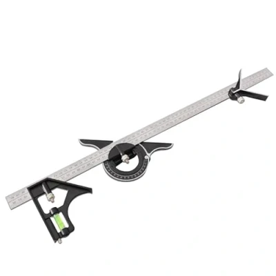 Immagine di KATSU Squadra Combinata 600mm con Livella a Bolla d&#039;Aria Goniometro Righello Angolo Finder Multifunzionale Regolabile Alluminio Squadrette da Carpentieri Strumento di Misurazione