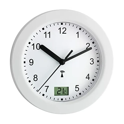 Immagine di TFA Dostmann 60.3501 Radiocontrollato Orologio da parete 17.5 cm x 5.5 Bianco Adatto per bagno e ambienti umidi