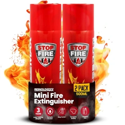 Immagine di 2X Reinoldmax Estintore Casa, Piccolo Aerosol Estintori Per Mini Spray Cucina, Campeggio, Camper, Camino, Auto, Elettrico, Accessori Auto