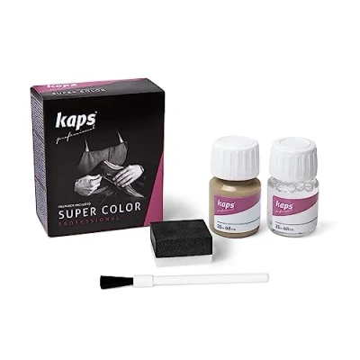 Immagine di Kaps Tinta Super Color + Preparatore (25 ml ognuno), Colorante Professionale per Pelle Naturale, Tela, Ecopelle, Nutre e Ripara le Scarpe in (167 Beige Scuro)