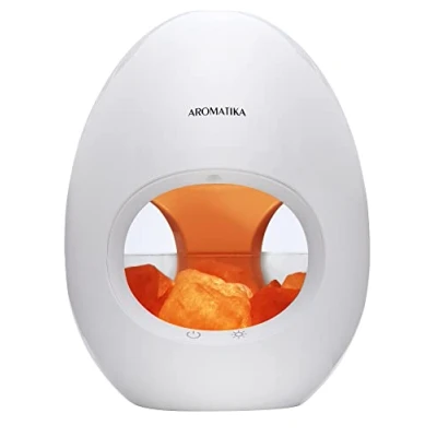 Immagine di Diffusore Elettrico ad Ultrasuoni con Rocce di Sale e Luce a LED 250 ml/6 ore Lampada al dell&#039;Himalaya Olio Essenziale Aromaterapia Rosa del Himalaya