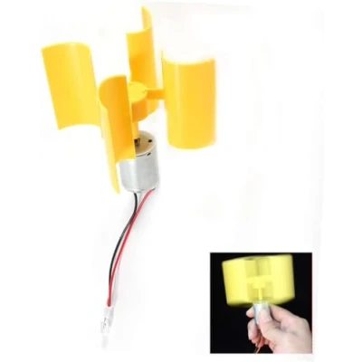 Immagine di DEWIN generatore di energia eolica,Mini turbine eoliche Kit eolico verticale Modello didattico fai da te,pale turbina eolica Giallo