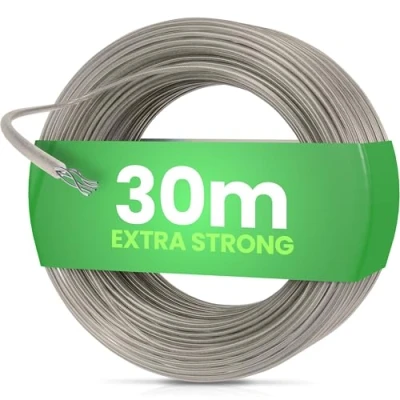 Immagine di SimplySmooth stendibiancheria 30m Corda con anima in acciaio 3 lunghezze Extra resistente e robusta Per giardino, campeggio da esterno