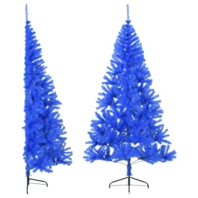 Immagine di vidaXL Albero di Natale Artificiale a metà con Supporto Blu 210 cm PVC