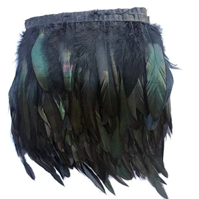 Immagine di Sowder Rooster Hackle Bordo con frange in piuma, 12,7 17,8 cm di larghezza, confezione da 4.6 m (nero)