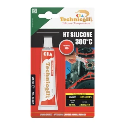 Immagine di Technicqll Adesivo sigillante in silicone, resistente alle alte temperature (fino a 300 C), 20 ml, colore: rosso