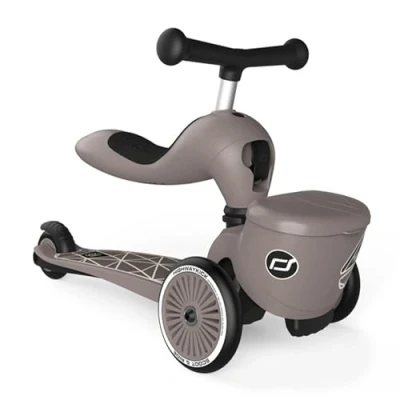 Immagine di Scoot &amp; Ride Unisex Babies Highwaykick 1 Lifestyle Kickboard with Seat and Container (Brown Lines)
