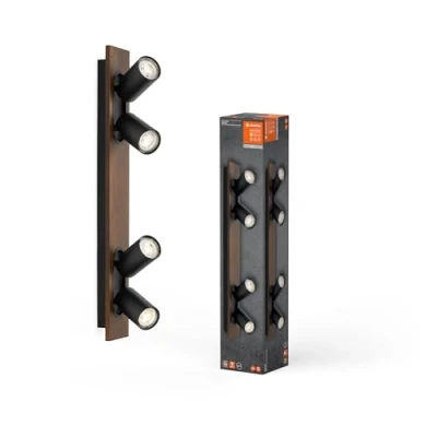 Immagine di LEDVANCE Faretto da soffitto Mercury GU10, a 4 luci, legno/nero