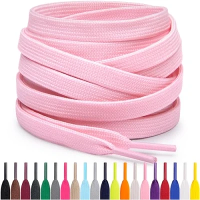 Immagine di Miscly Lacci Piatti per Scarpe Sportive, Disponibili in Varie Lunghezze e Colori (Rosa, 183 cm)
