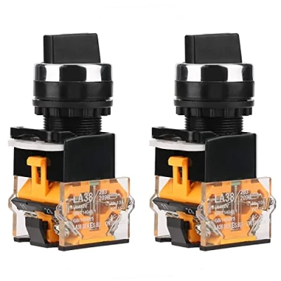 Immagine di WANGCL 2PCS Rotary Switch, 22mm Round Select Manopola Selettore rotativo impermeabile 2 posizioni NC + NO autobloccante