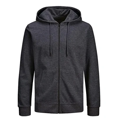 Immagine di JACK &amp; JONES Cappuccio con Cerniera in Sudore JJEBASIC per Uomo, Grigio Scuro Melange/vestibilità Regolare, 3X Grande