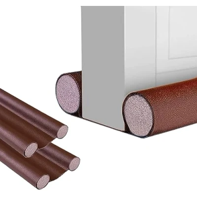Immagine di 2x Paraspifferi Sottoporta e Finestre da 80 a 90 cm, Doppia Guarnizione in Similpelle, Regolabile tra 32 94 cm. Isolamento Acustico, Riduzione Freddo/Calore, Antivento, Luce, Polvere, Insetti.