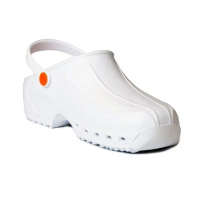 Immagine di Gima Zoccoli Professionali Ultraleggeri con Laccetto, Unisex, Anatomici, Antiscivolo, Antishock, Antistatici, Tomaia Non Forata, Suola Colore Bianco, Misura EU 44, 1 Paio
