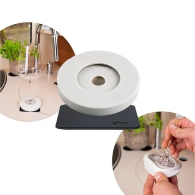 Immagine di Silwy einfach anziehend. Adattatore Magnetico per calici Esistenti, con Cuscinetto in Metallo Nano Gel, Grigio, Universal Größe Stielgläser, 2 unità