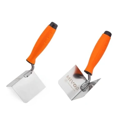 Immagine di Mivos 2 x Spatole Angolari Antiruggine 80 60 mm Cazzuola Angolare Interna ed Esterna in Acciaio Inox per Bordi Interni Esterni con Impugnatura Morbida Spatola Stucco