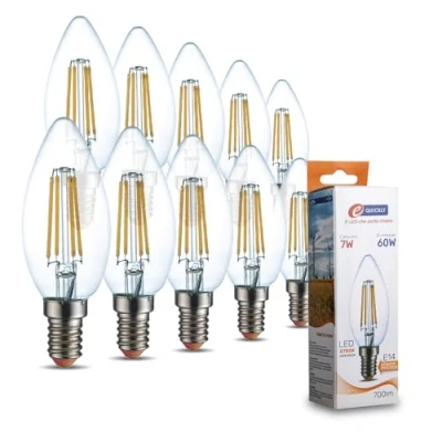 Immagine di E QUICKLY Lampadine LED E14 Luce calda attacco piccolo E14, 7W (Equivalenti a 60W), 700 Lumen, bianca 2700K, Risparmio Energetico, lampadina piccole dimensioni, 10 PZ