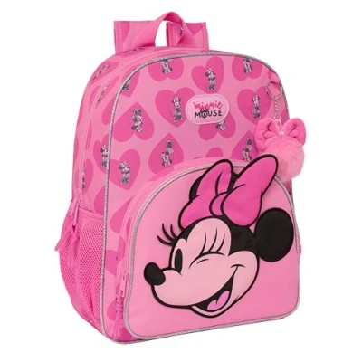 Immagine di MINNIE MOUSE LOVING zaino scuola bambino, per bambini, adattabile al carrello, ideale bambini in età scolastica, comodo e versatile, qualità resistenza, 33 x 14 42 cm,