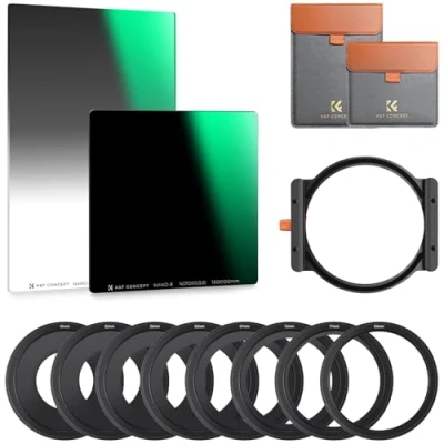 Immagine di K&amp;F Concept Nano X Kit Filtro Quadrato ND1000 (10 stops)100mm+Filtro a Lastra Soft GND8 (0,9)150mm+Kit Portafiltro Compatibile Porta Filtri per Lente