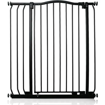 Immagine di Safetots Cancelletto di Sicurezza Extra Alto con Cima Curva, 80cm 89cm, Nero Opaco, 100cm in Altezza, Montaggio a Pressione per Scale,Barriera
