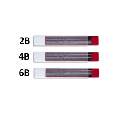 Immagine di KOH I NOOR Set di Mine in grafite per matita meccanica 2B, 4B, 6B, 2 mm diametro, lunghezza: 120 (3x12 pezzi)