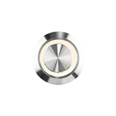 Immagine di HUBER Pulsante campanello a LED, acciaio inossidabile interruttore campanello, colore luce bianco caldo, IP65, rotondo