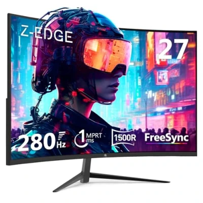 Immagine di Z Edge Monitor Gaming Curvo 27&#039;&#039; 240 Hz, 1ms MPRT, FHD(1920x1080), FreeSync, Schermo PC LED 16:9 con HDMI Cavo, Inclinazione Regolabile, 350cd/m², 1500R, 2 *HDMI2.0 &amp; 2* DP1.2, 178 Angolo Visione