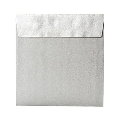 Immagine di buste quadrate, 17 x cm, da 120 g/m², chiusura adesiva, colore argento metallizzato; 25 pezzi