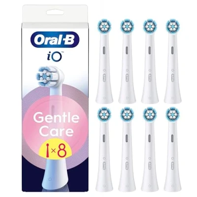 Immagine di Oral B Testine di Ricambio iO Gentle Care Bianche, Rotonde Originali per Gengive Sensibili, Setole angolate rimuovere la placca, 8