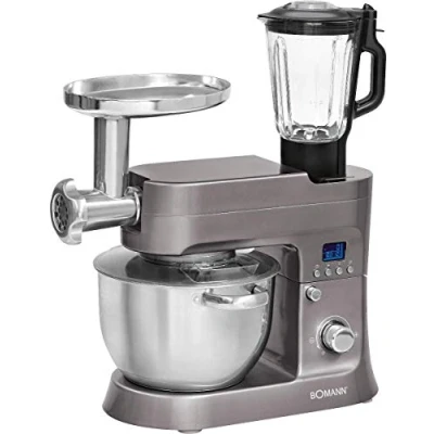 Immagine di Bomann KM 1395 CB Impastatrice 4 in 1, con tritacarne, inserto vetro, funzione pasta, display LCD digitale