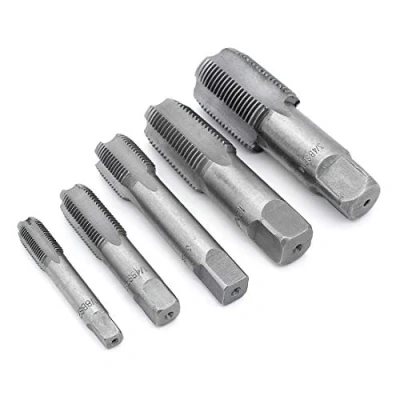 Immagine di Yuhtech 5 Pcs Maschi a Scanalature Diritte per Filettare Kit Filettatura Vite Strumenti di Taglio del Filetto Adatto 55 gradi G1/8 G1/4 G3/8 G1/2 G3/4