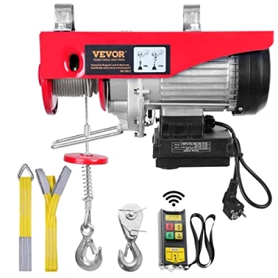 Immagine di VEVOR Paranco a Leva Elettrico 1450 W Carico Max. da 800 kg Motore Rame Puro con Telecomando Senza Filo Distanza 10m, per Sollevamento Velocità 10 m/min Altezza 12m