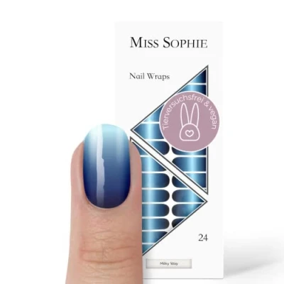 Immagine di Miss Sophie Pellicola per unghie Milky Way Gradiente blu 24 pellicole autoadesive ultra sottili di lunga durata