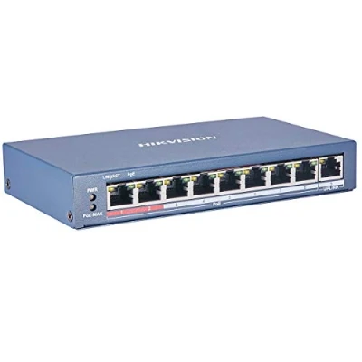 Immagine di Switch Hikvision 8 Poe 10/100m Unmanaged. +1 Porta Uplink Da 100m. 802.3af/at 2