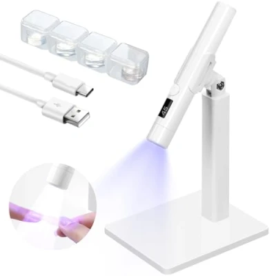 Immagine di KINGOZOYI Lampada UV per Unghie, Unghie Gel Portatile con Staffa, Mini Led Asciugatura Rapida Bianco, USB Ricaricabile