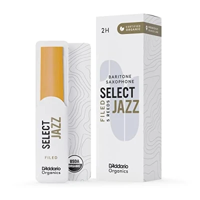 Immagine di D&#039;Addario Organic Select Jazz Filed Baritone Ance per Sassofono Sax La prima e unica Ancia Biologica 2 Duro, 5 Pacchetto
