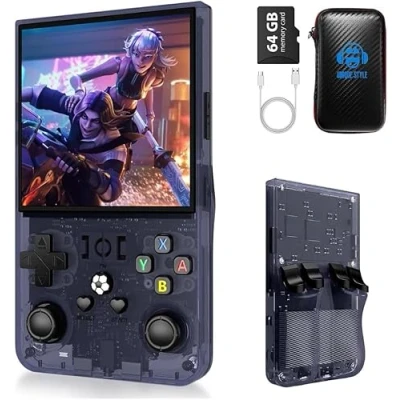 Immagine di R36S Max, nuova versione aggiornata della console di gioco R36S, portatile, sistema Linux open source, scheda TF da 64 GB, 15.000 giochi retrò, schermo IPS 4,