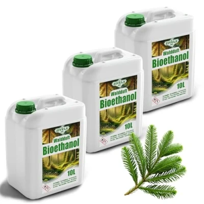 Immagine di bioetanolo 96,6% 30 l, profumo di alcool biologico per foreste, 3 x 10 camino, camino a bioetanolo, forestale, combustione pulita, senza fumo, fiamma vivida e