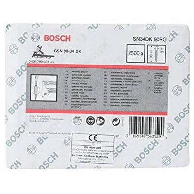 Immagine di Bosch Accessories 2608200023 Chiodi a strisce SN34DK Dimensione del prodotto, lunghezza 90 mm 2500 pz.