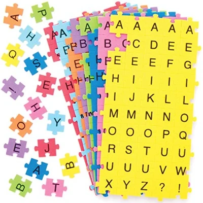 Immagine di Baker Ross AT995 Lettere puzzle autoadesive in gommapiuma, per progetti artistici e artigianali bambini (confezione da 400), assortiti