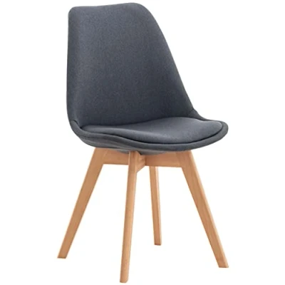 Immagine di CLP Sedia da pranzo Linares Plastic I Tessuto Velluto Corda Aspetto pelle Poltrona con struttura in legno, Colore:grigio scuro, Materiale:Stoffa