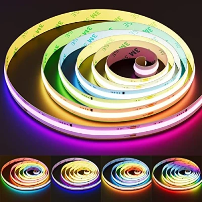 Immagine di PAUTIX Striscia LED RGB Smart IC COB da 5 m, 24 V, con pixel che cambiano colore, indirizzabile, luce flessibile per la casa, progetti di illuminazione fai te (controller e adattatore disponibili