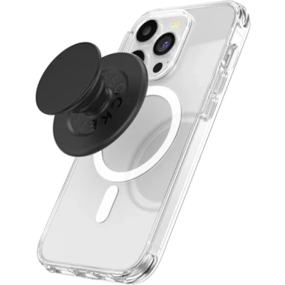 Immagine di PopSockets PopGrip Per MagSafe Supporto espandibile telefono e impugnatura con parte superiore intercambiabile smartphone custodie iPhone serie 12 successivi Nero