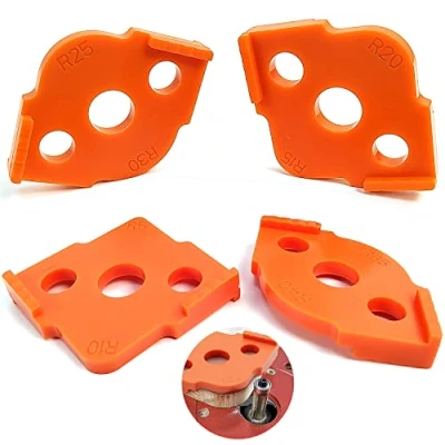 Immagine di HWTONG 4 Pezzi Raggio Jig Router Templates, ABS Sagoma per Arco ad Angolo Tondo, Radius Quick la Lavorazione del Legno, Angoli Arrotondati Bit R5 R10 R15 R20 R25 R30 R35 R40 (Arancione)
