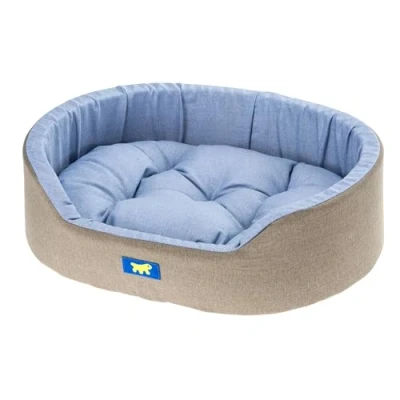 Immagine di Ferplast Cuccia Cane Interno Dandy Cuscino Rimovibile, Lavabile, Rivestimento in Cotone con Soffice imbottitura, Lettino per Cani Taglia Media, 95 x 60 h 21 cm, Azzurro