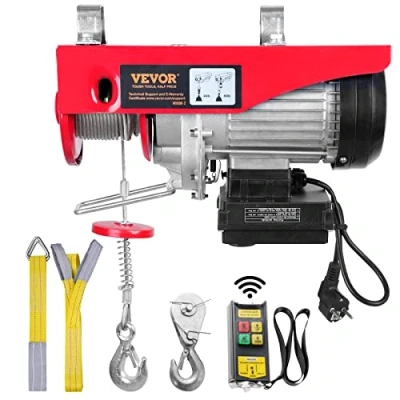Immagine di VEVOR Paranco a Leva Elettrico 850 W Carico Max. da 400 kg Motore Rame Puro con Telecomando Senza Filo Distanza 10m, per Sollevamento Velocità 10 m/min Altezza 12m