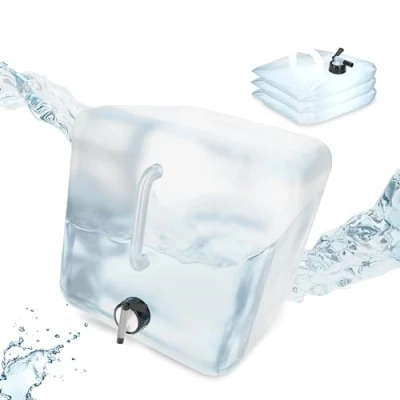 Immagine di Relaxdays Tanica da Campeggio Pieghevole, in Set 4, con Rubinetto, Plastica Senza BPA, 20 Litri, Trasparente Nero