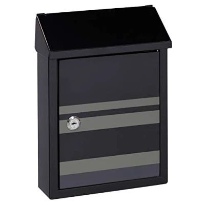 Immagine di ARREGUI Smart Graphic E5724 STR Cassetta Postale Individuale in Acciaio Con Serigrafia Decorativa &quot;Lines&quot;, o Raccogliposta, 2 Feritoie, Dimensione S (DIN A5), Nero