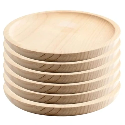 Immagine di Space Home Piatti per Polpo in Legno Servire Polpo, Pizza, Carne, Formaggio Piatto Formaggi Set di 6 Diametro 24 cm