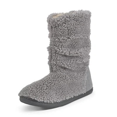 Immagine di Polar Pantofole da uomo Sherpa in memory foam, con suola gomma antiscivolo, morbide, calde e soffici, Grigio, 42 1/3 EU