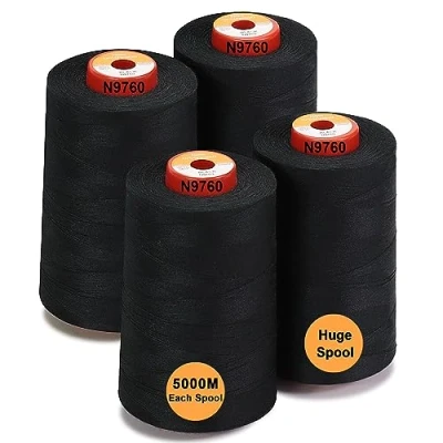 Immagine di New brothread 28 Opzioni 4 Grandi Bobina di 5000M per tutti gli usi Filo da Cucito in Poliestere 40S/2 (Tex27) Cucito, Quilting, Patchwork, Serger e Overlock Black